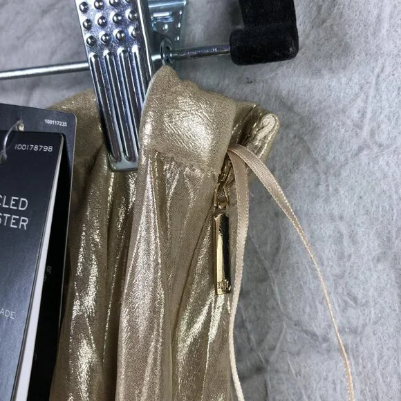 Lauren Ralph Lauren Skirt Womens 14 Gold Metallic Pleated Midi Party Formal - Picture 10 of 16